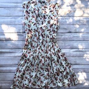 Floral button up cotton dress w/ cinch waist